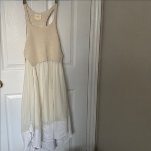ANTHROPOLOGIE Maeve Cream and White Cotton Dress Size Small